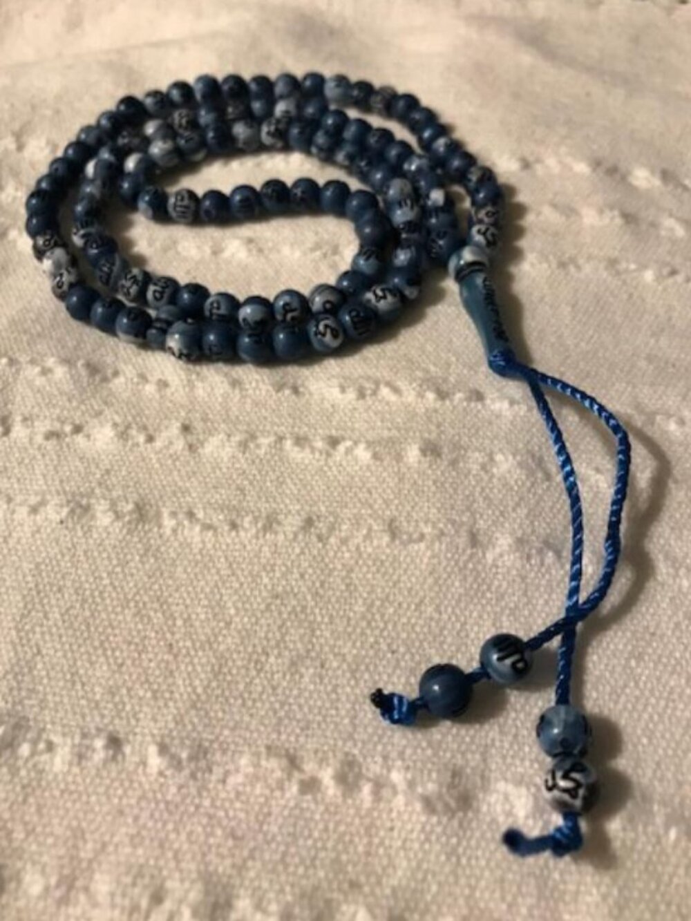 Islamic Tasbih Prayer Beads with 99 Names of Allah Hand Made Misbaha Blue